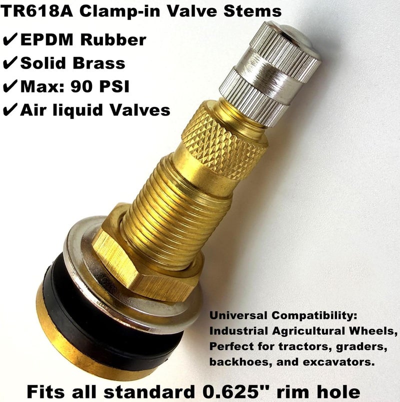 Aracey 2Pieces TR618A Tractor Air/Liquid Valve Stems for Industrial Agricultural Wheels,Equipped with a Fast Flow Valve Core.Suitable for Tractor, Grader and Backhoe Applications(Pack of 2) - Image 2